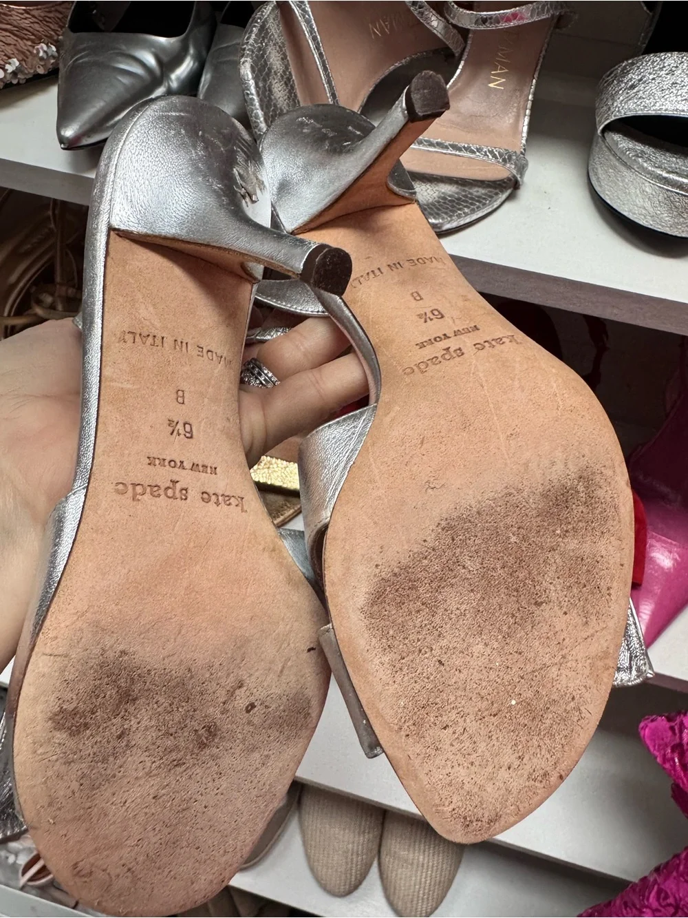 Kate Spade Silver Bow Slingback Sandals